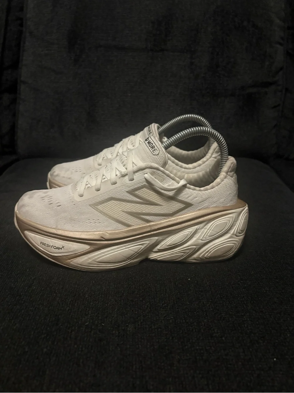 New Balance Fresh Foam X More v5 Running White Gold (WMORLW5) Women's size 7.5